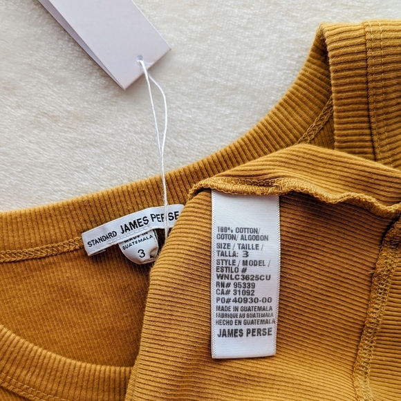 James Perse Tank Top Ribbed Knit Sleeveless 100% Cotton Solar Yellow L (3) NWT - Picture 12 of 12